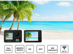 Videocámara deportiva - SK8 Élite Plus, Calidad 4K, MP4, 20 MP, Micro USB y Micro HDMI Out, Negro