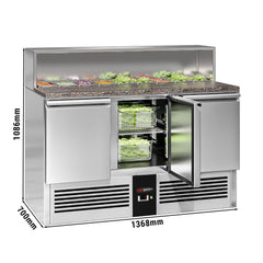 Saladette Pizzakühltisch Premium - 1,37 x 0,7 M - mit 3 Türen