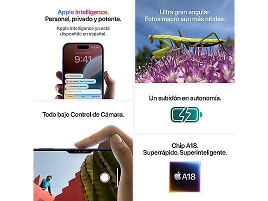Apple iPhone 16 Plus, Rosa, 128 GB, 5G, 6.7  OLED Super Retina XDR, Chip A18 Bionic, iOS