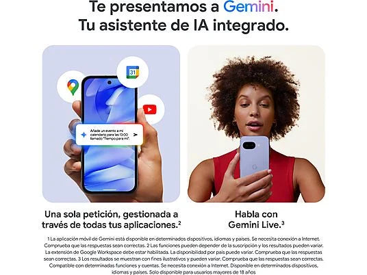 Móvil - Google Pixel 9a, Obsidiana, 128 GB, 8 GB RAM, 6.3 Actua pOLED, Google Tensor G4, 5100 mAh, Gemini integrado, Android 15