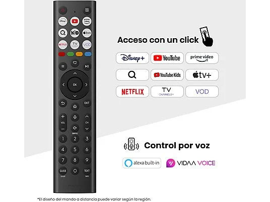 TV LED 43" - Hisense 43A6Q, UHD 4K, Quad Core/MT9603, IA 4K Upscaler, Modo Juego Plus, Control por voz, Negro
