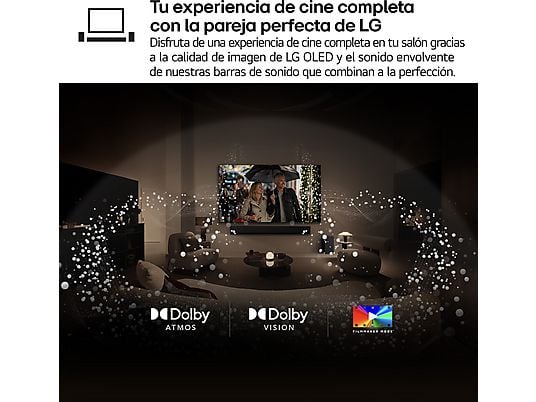 TV OLED 97 - LG OLED97G54LW, OLED 4K, Procesador Inteligente α11 AI Processor 4K Gen2, Smart TV, Gallery Design, Rocky Black