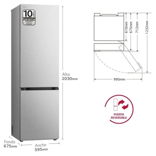 LG Serie 700 Fridge Freezer Combi A 387L - NatureFRESH Linear Cooling