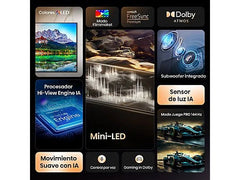 TV Mini LED 75 - Hisense 75E8Q, UHD 4K, 144 Hz, Hi-View Engine, Escalador HDR IA, Subwoofer integrado, Negro