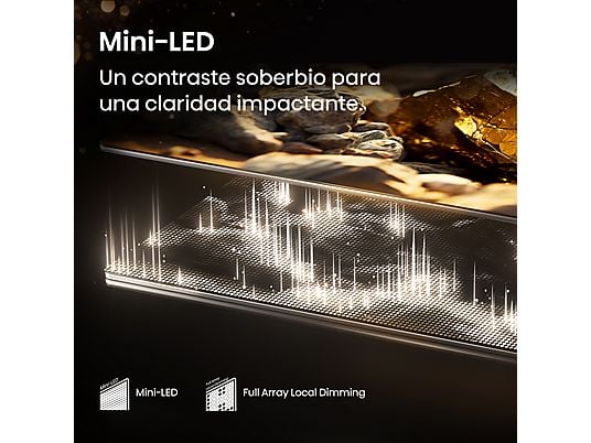 TV Mini LED 65 - Hisense 65E8Q, UHD 4K, 144 Hz, Hi-View Engine, Escalador HDR IA, Subwoofer integrado, Negro