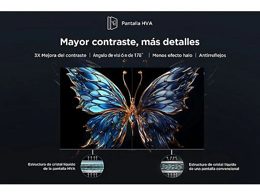 TV QLED 50" - TCL 50P7K, UHD 4K, AiPQ Processor, Smart TV, DVB-T2, 60 Hz, Pantalla HVA, Dolby Atmos, Negro