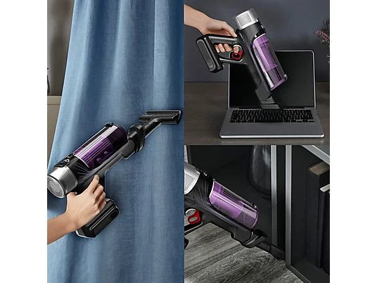 Aspirador escoba - Rowenta RH2039WO X-Force Flex 9.60 Allergy, 200 W, 0.4 L, 45 min, Tecnol. Ciclónica, 3 modos, Multisuperficie, Ultraligera, Púrpura