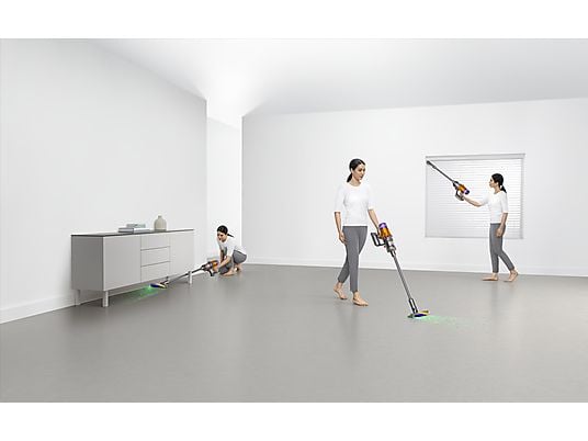 Aspirador escoba - Dyson V12 Detect™ Slim Absolute, Potencia succión 150 AW, Inteligente y Ligero, 60 min, Pantalla LCD, Tecnología Láser