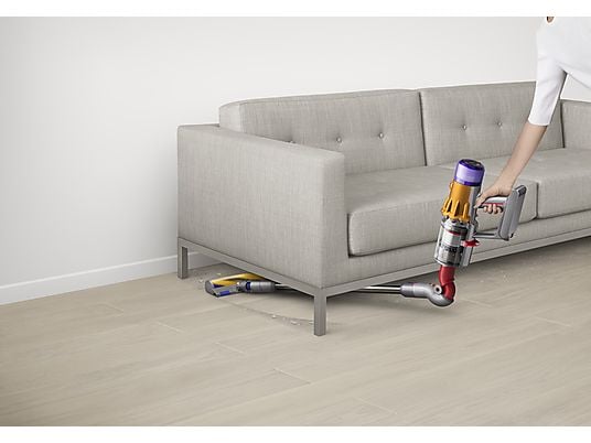 Aspirador escoba - Dyson V12 Detect™ Slim Absolute, Potencia succión 150 AW, Inteligente y Ligero, 60 min, Pantalla LCD, Tecnología Láser