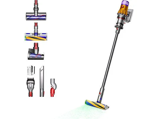 Aspirador escoba - Dyson V12 Detect™ Slim Absolute, Potencia succión 150 AW, Inteligente y Ligero, 60 min, Pantalla LCD, Tecnología Láser