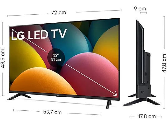 TV LED 32 - LG 32LR60006LA, Full-HD, Procesador Inteligente α5 AI Processor Gen6, Smart TV, DVB-T2 (H.265), Negro