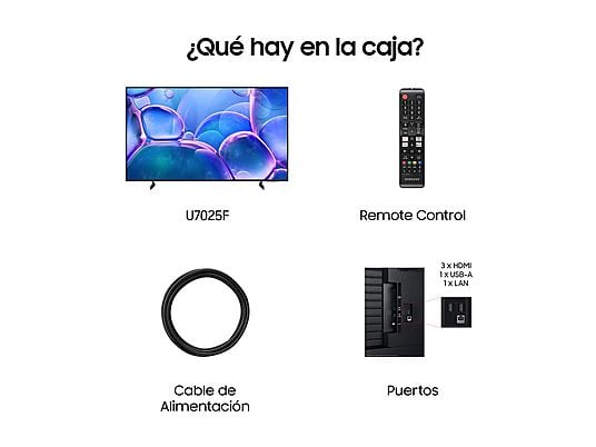 TV LED 50 - Samsung TU50U7025FKXXC, UHD 4K, Procesador Crystal 4K, Smart TV, Negro