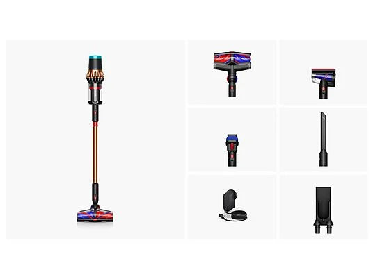 Aspirador escoba - Dyson V16 Piston Animal™, Potencia succión 315 AW, Autonomía 70 min, Antienredos, Black/Cooper