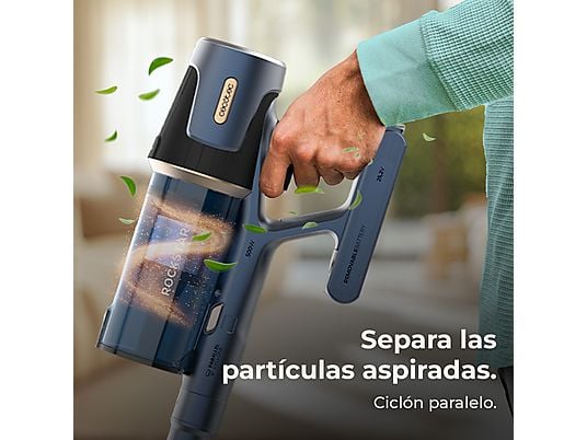 Aspirador escoba - Cecotec Conga Rockstar RS70 Pet Flex, 500 W, 65 min Autonomía, Sin Bolsa, Cepillo para Animales, Negro/Dorado