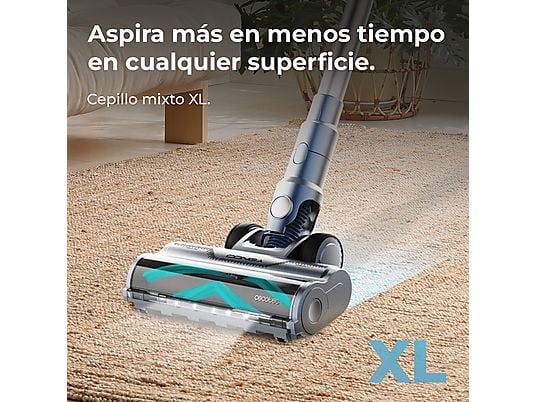Aspirador escoba - Cecotec Conga Rockstar RS70 Pet Flex, 500 W, 65 min Autonomía, Sin Bolsa, Cepillo para Animales, Negro/Dorado