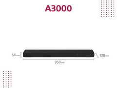 Barra de sonido - Sony HT-A3000, 3.1 Canales, Dolby Atmos, Bluetooth, Wifi, Subwoofer integrado, 250 W, Alexa, Google Home, Negro