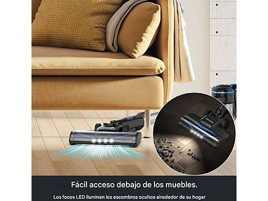 Aspirador escoba - INSE N5, Autonomía 55min, Potencia de succión 30KPa, 21 V, Depósito 1,2 l, azul